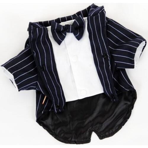 Cool fashion dogs cats strip bowknot wedding costume doggy outwear clothes puppy jackets apparel pet dog cat hoodies coat 1pcs