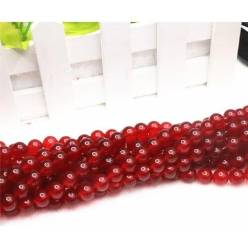 Fashion Rare 4mm 6mm 8mm 10mm 12mm Round beads Dark Red Jades Chalcedony Stone Loose Beads Jewelry Diy Findings 15inch GE383
