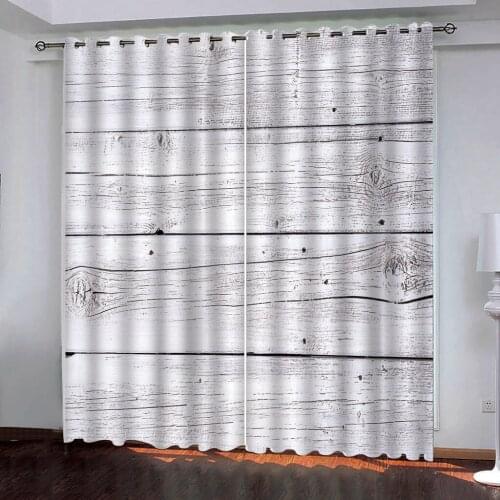 3D Digital Print Fashion white wood grain custom Blackout Curtain For Living Room Bedroom Home Decor