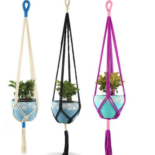 Fashionable Retro Macrame Plant Hanger Rope Garden Flower Pot Holder Hanging Rope Basket Decoration 6 Styles
