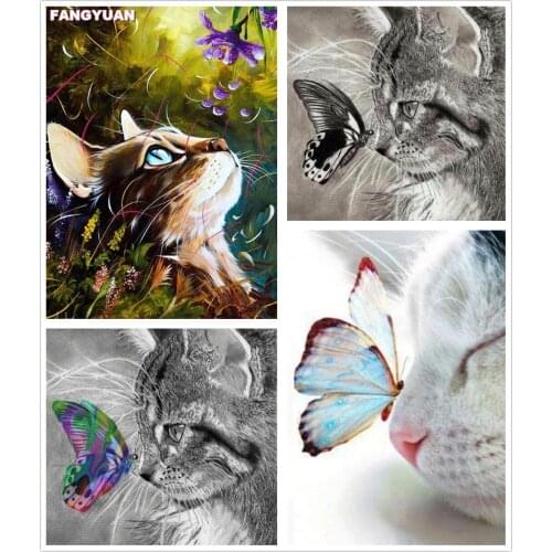 Full Square Round Drill 5D Diy Diamond Painting Butterfly Cat Embroidery Diamond Mosaic Cross Stitch Kits Art Picture Home Decor