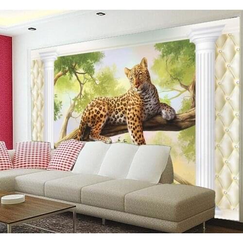 3d wallpaper custom mural non-woven 3d room wallpaper 3D cylindrical leopard landscape mural photo 3d wall murals wallpaper