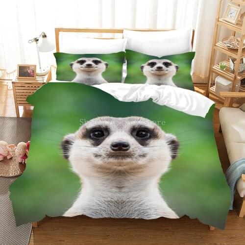 Aniaml Dog Cat Pig Wolf Cows Koala Spider Pug Gold Fish Bedding Set Decor Home Cute Animals Duvet Cover With Pillowcase 2/3 Pcs