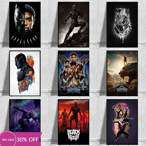 Disney Movie Poster Black Panther Canvas Painting Marvel Superhero Poster and Prints Wall Art Picture for Living Room Home Decor