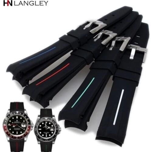 Silicone Watch Band for Rolex Rubber Watch Strap for Omega Silicone Watchbands water ghost GMT Watch Accessories 20mm 21mm Size