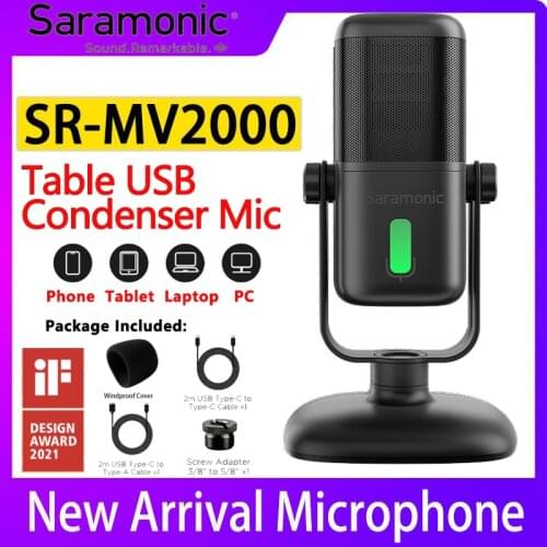 Saramonic MV2000 Microphone USB Condenser Triple-Capsule for Windows Mac Computer Laptop PC Conference Live Interview Recording