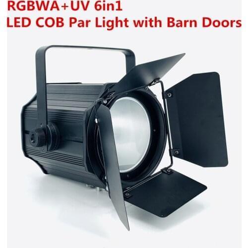 RGBWA+UV 6in1 300W LED COB Par Light with Barn Doors Aluminium Led Strobe light Effect Stage Lighting Warm White 200W dj light