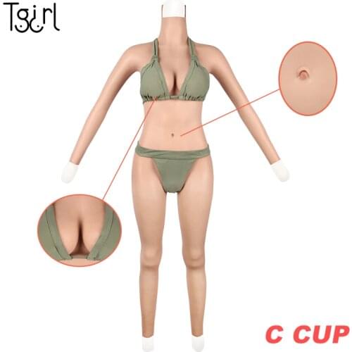 Tgirl Shemale Crossdress Silicone Body Suits C Cup Fullbody Long Length Pants Transgender Drag Queen Cosplay Breast Forms