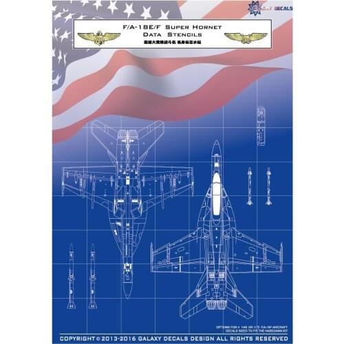 GALAXY Tools G48004-G72004 1:48/72 F/A-18E/F Super Hornet Data Stencils Universal Airplanes Body Logo Water Sticker For Gundam
