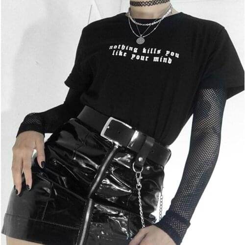 Kuakuayu HJN Nothing Kills You.Like Your Mind Letter Printed Female Tee T-Shirt Casual Funny Dark Harajuku Hipster