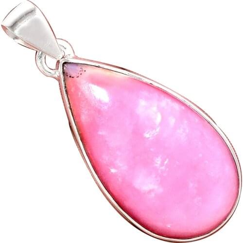 Genuine PINK OPAL Pendant 925 Sterling Silver, Women Hand Made Fine Jewelry Gift