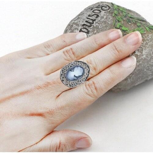 Retro Head Portrait Ring Royal Palace Style Jewelry For Women Girls Wedding Birthday Party Ring Gift #291308