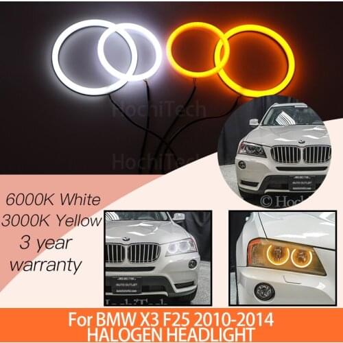1 Set White+yellow Cotton Light Angel Eyes Halo Ring Kits for BMW X3 F25 2010 2011 2012 2013 2014 HALOGEN HEADLIGHT