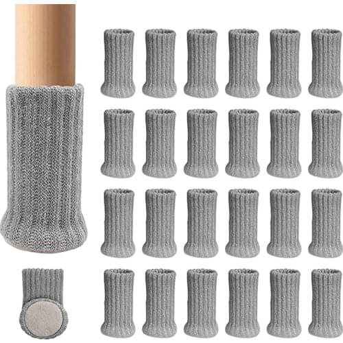 24Pcs Knitted Furniture Pads Chair Leg Socks High Elastic Floor Protectors Non Slip Chair Leg Feet Socks Covers Furniture Caps