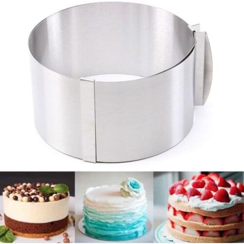 3D DIY 6"-12" Stainless Steel 2 Handle Mousse Ring Adjustable Layered Cake Baking Mold Ring Mould Deep Circle Bakeware Tool New