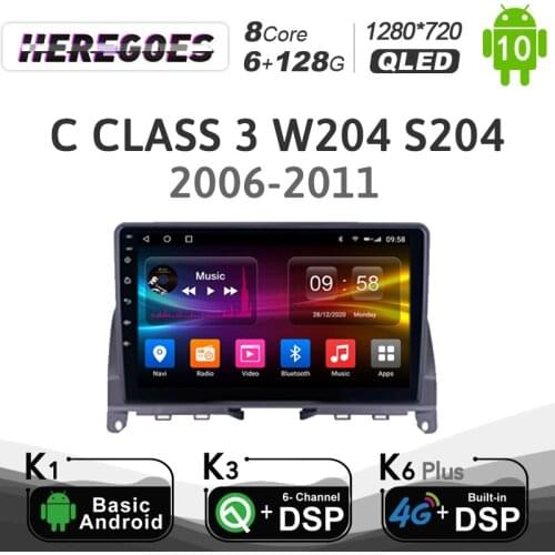 Carplay PX6 Android 10 Car Radio Multimedia Video Player For Mercedes Benz C Class 3 W204 S204 2006 - 2011 4G LTE Navigation GPS