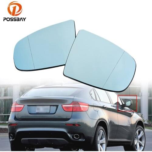 POSSBAY 2Pcs Car Rear View Mirror Glass Heated Door Side Mirror Glass 51167174981 51167174982 for BMW X5 E70 E70 LCI 2007-2013