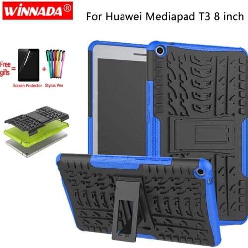 For Huawei MediaPad T3 8.0 case T3-8 KOB-L09 KOB-W09 Tablet armor case TPU+PC Shockproof Stand Cover +Film+Pen