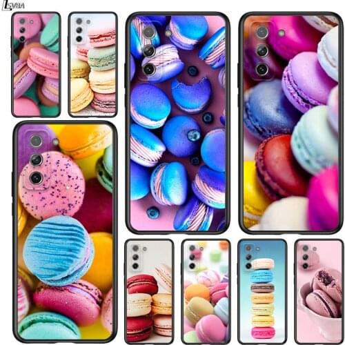 Sweet Macarons for Samsung Galaxy S21 Ultra Plus Note 20 10 9 8 S10 S9 S8 S7 S6 Edge Plus Black Phone Case
