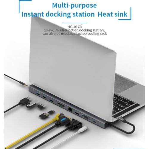 NEW 10in 1 USB3.0 hub Ethernet connection Type-C PD for smartphone Huawei MacBook expansion docking station 4K HDMI SD TF LAN