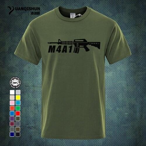 2018 New Fashion M4A1 Gun Print T Shirts Man Short Sleeve O-Neck Tees 16 Colors High Quality Pure Cotton Men T-Shirt CSGO Tshirt