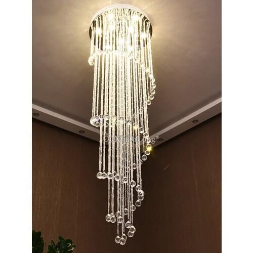 1PCS K9 Crystal Chandelier Flush Mount Crystal Light Spiral Ladder Luxury Crystal Hanging Fixtures Crystal Chandelier GF424