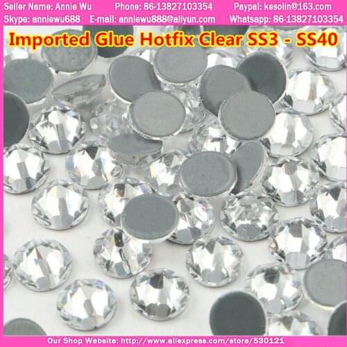 Ss16 ss20 Imported Glue Hot fix Rhinestones Clear Crystal Strass Hotfix steentjes Clothes Non Hot Fix Nails Stones And Crystals