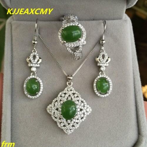KJJEAXCMY Fine jewelry 925 sterling silver jewelry inlaid natural colorful jasper ladies jewelry set happy package