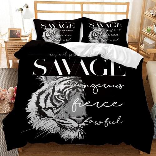 Black and White Bedding Set,Wild Animal Tiger Duvet Cover Set Nordic Bed Cover 3D Quilt 150,Comforter Set King Size,Home Textile