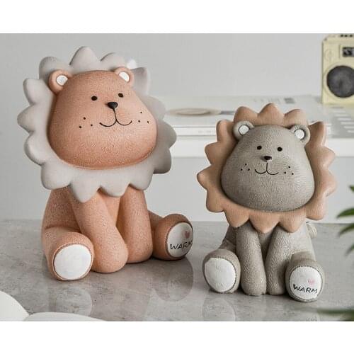 Lion money box Cartoon Cute Creative Coin Bank children child piggy bank nursery Gift Saving Box Animal home Figurines JU32505
