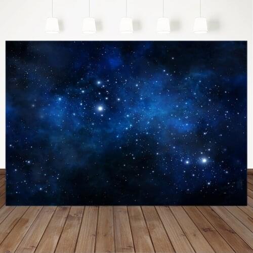 Cosmic Dark Blue Flash Starry Sky Background for Photography Child Birthday Portrait Photographic Backdrops For Photo Studio