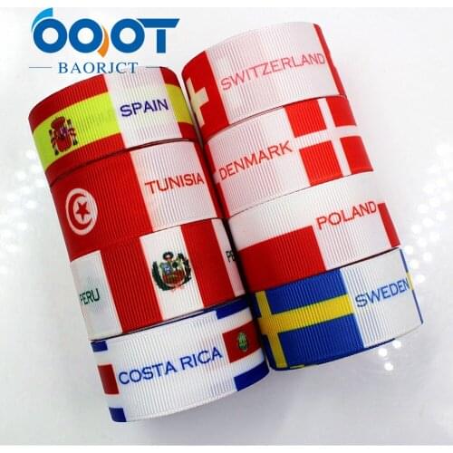 OOOT BAORJCT 181113 25mm 10yard National flag series Ribbons Thermal transfer Printed grosgrain Wedding Accessories DIY material