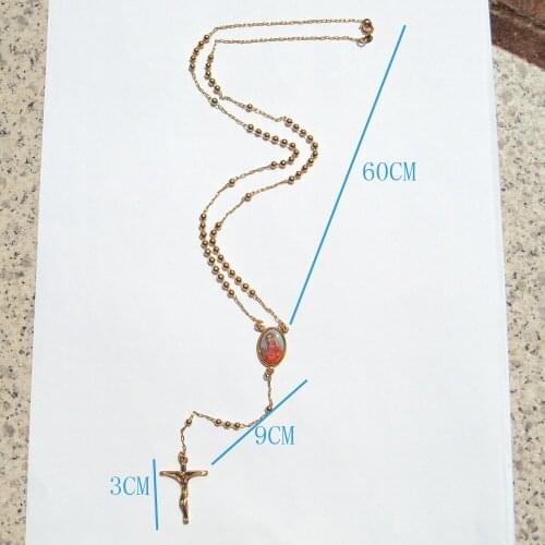 Loyal Women’s 22 K 24 K Thai Baht Fine Gold Filled Cross/Crucifix Pendant & Rosario Rosary Beads Necklace Chain
