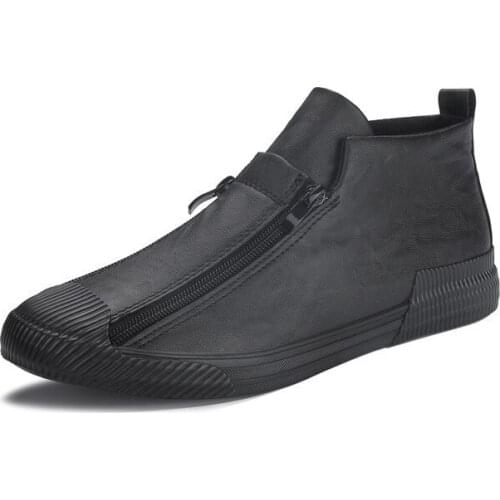 High Quality Sneakers Men All Black Leather Casual Shoes Men Fashion Flats Trainers Designer Hip Hop Sneaker Shoes Zapatillas