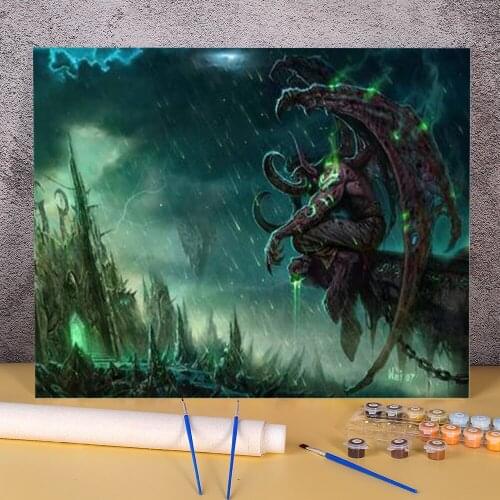World Of Warcraft DIY Painting By Numbers Set Acrylic Paints 50*70 Boards By Numbers Loft Picture For Adults Handicraft