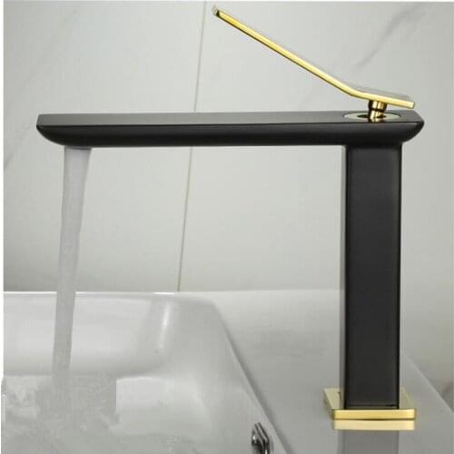 New Basin Faucet Bathroom Hot and Cold Brass Single Lever Black and Gold Sink Tap Water Mixer