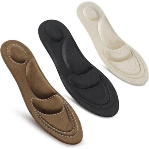 4D Suede Memory Foam Insoles Flat Foot Feet Care Sole Shoe Orthopedic Pads Thermal Sport Sponge Arch Support Insoles Men Women