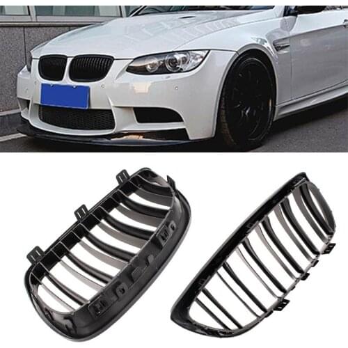 Front Grille Kidney Grill For BMW E92 E93 M3 328i 335i 2Door 2007 2008 2009 Car Styling Gloss Black Dual Line