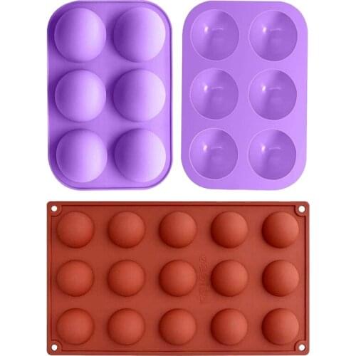Semi Sphere Silicone Mold, 3 Pack Baking Mold For Making Hot Chocolate Bomb, Cake, Jelly, Candy, Dome Mousse-ABUX