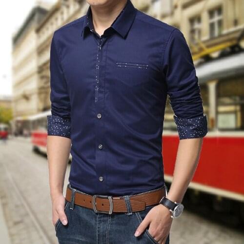 New Arrived mens work wear shirts Long sleeve solid male shirts white black blue black casual turn down collar clothing