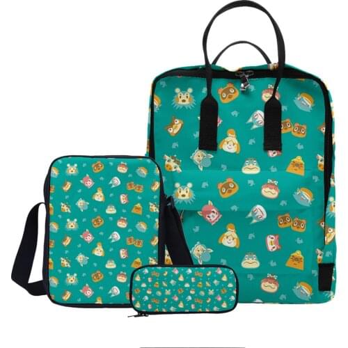 Animal Crossing 3pcs/Set Backpack Bag Japan Anime Cartoon Kawaii Cute Backpack Women Men Laptop Travel Bag Boys Girls Schoolbag