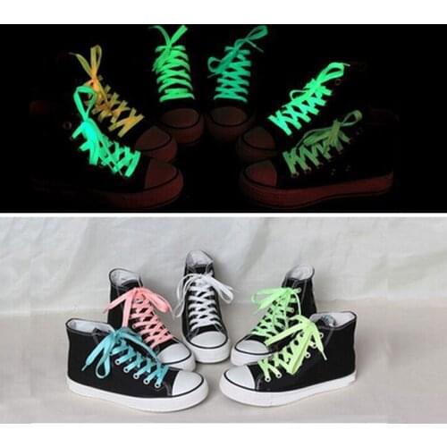 120cm Unisex Luminous Shoelaces Flat Shoelaces For Sneakers Canvas Shoe Laces Glowing In The Dark Night Color Reflective