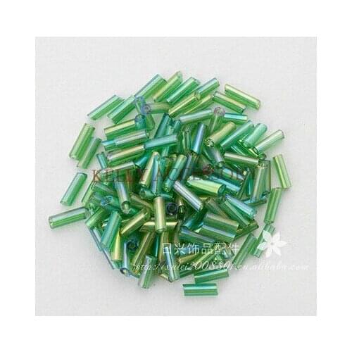 New Charm 200g 2*6mm Tube Green AB Glass Seed Loose Spacer Beads , Glass Beads Fit Jewelry Making DIY 2mm Accessories