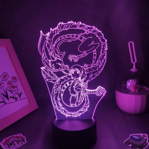 Anime Spirited Away White Dragon RGB Led Neon Night Lights Cool Gifts For Friends 3D Lava Lamp Bedroom Bedside Manga Table Decor