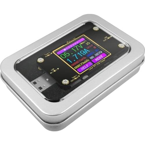 Type C USB Tester TFT LCD Color Screen USB Voltmeter Ammeter Current Voltage Tester Mini Digital Multimeter Iron Storage Case