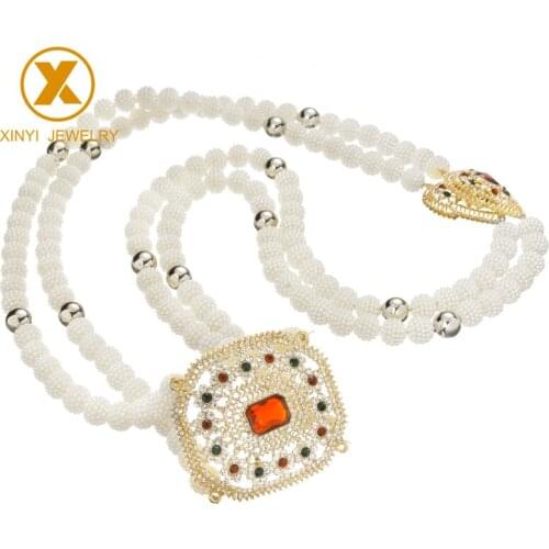 Morocco-style pearl shoulder accessory caftan jewelry dubai fashionable long-sleeved ladies wedding dress