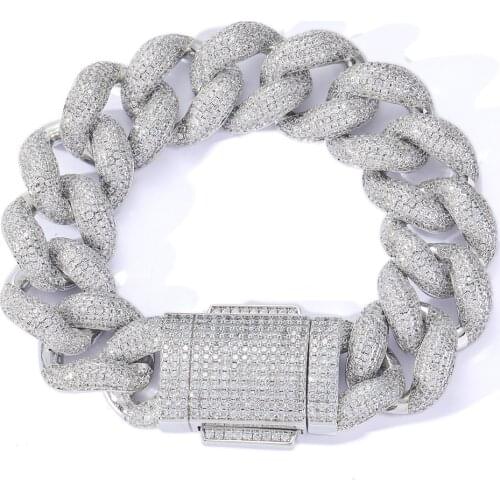 High-Quality 110g Hip Hop Full AAA Zircon Bling Iced Out Pave Mens Bracelet Miami Cuban Link Chain Bracelets for Men Jewelry