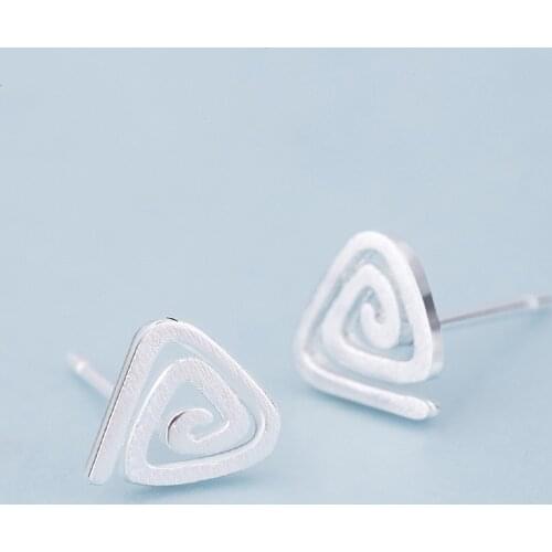 925 Sterling Silver Piercing Triangle Stud Earrings For Women Wedding Jewelry Prevent Allergy Brincos pendientes A143