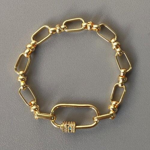 2020 new style gold plated punk chain bangle can be opened Cubic Zirconia screw buckle ladies exquisite arm accessories gifts