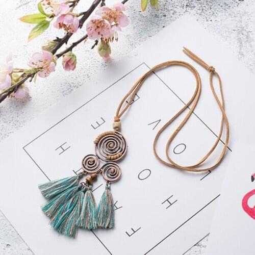 Women Bohemia style Sweater Chain tassel long statement necklace Female Fashion Boho Ethnic Jewelry Long Dresses Shirt Decor
